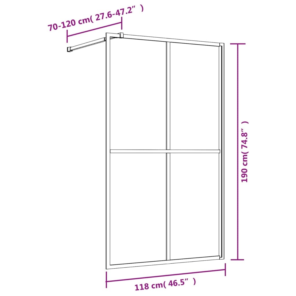 Inloopdouchewand 118cm Goud - Transparant - 35% Korting!