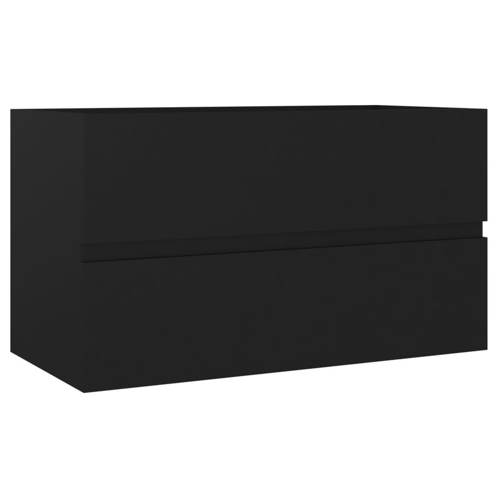 vidaXL Wastafelkast Zwart Hout - 80cm - 55% Korting!