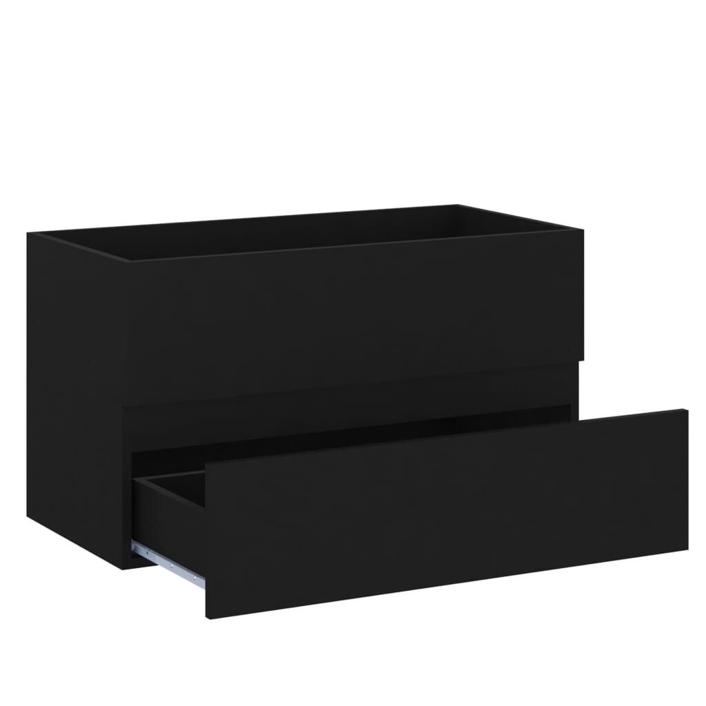 vidaXL Wastafelkast Zwart Hout - 80cm - 55% Korting!