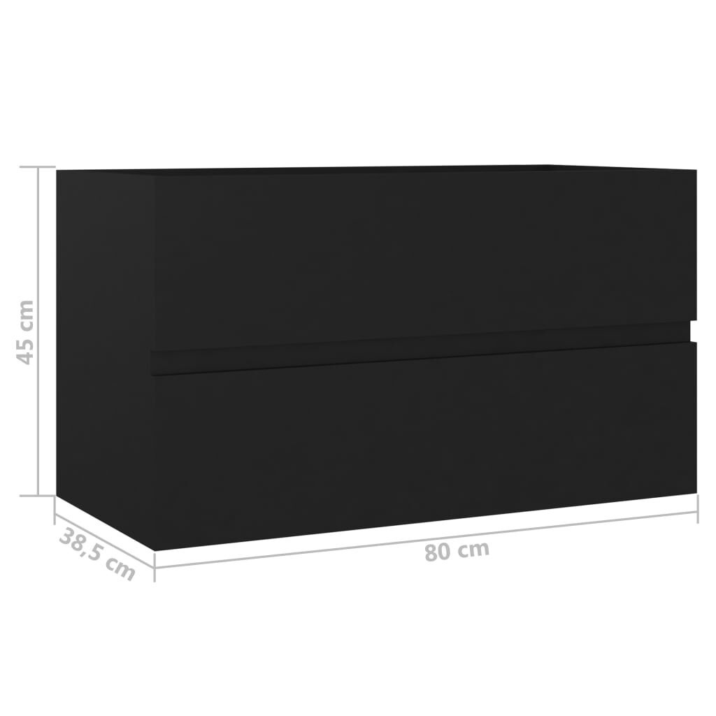 vidaXL Wastafelkast Zwart Hout - 80cm - 55% Korting!