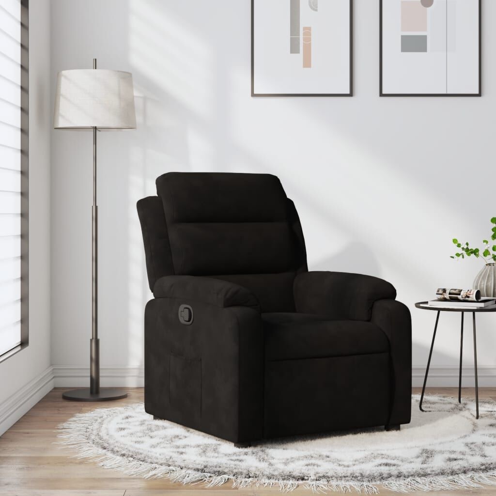 vidaXL Verstelbare Fluweel Fauteuil Zwart -35%
