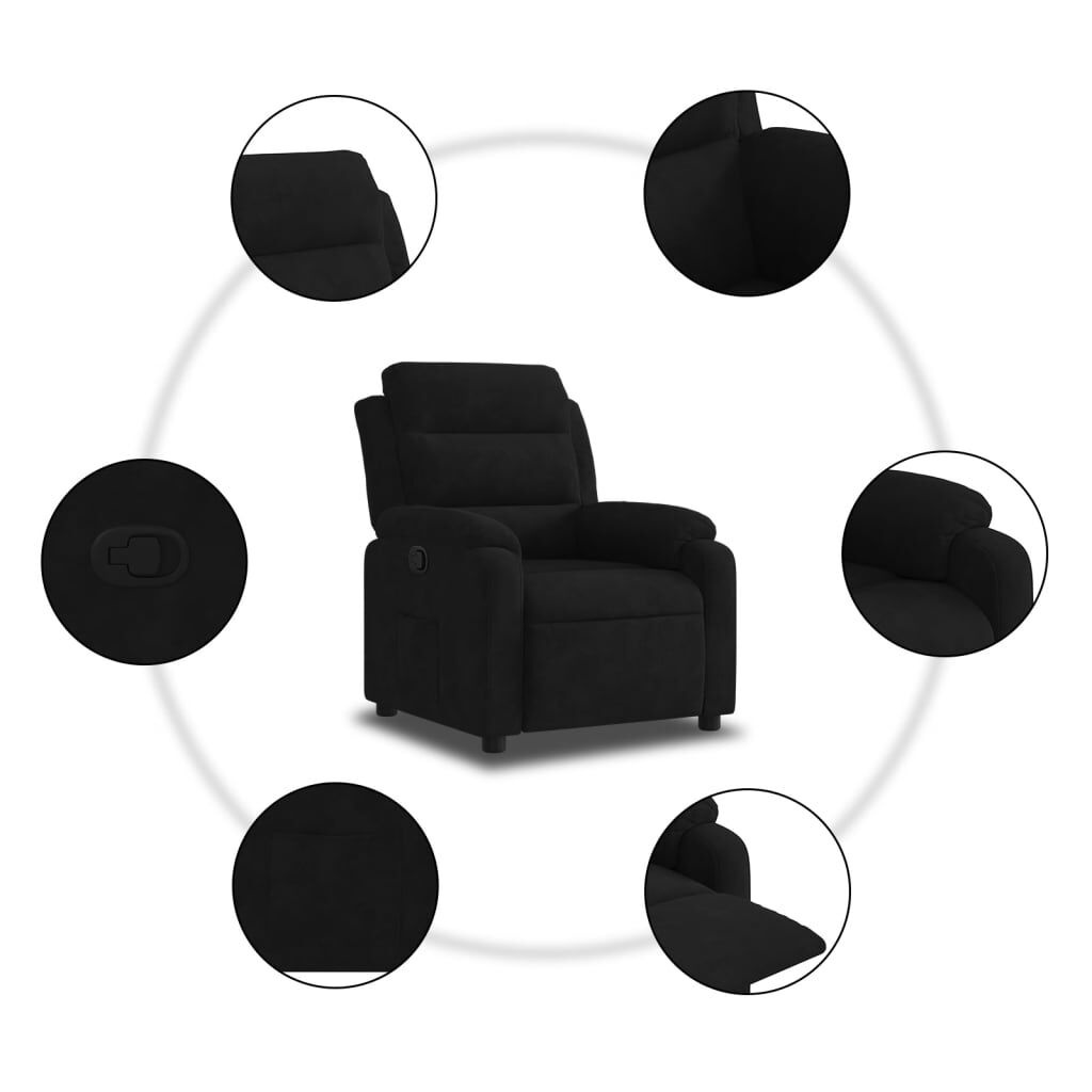 vidaXL Verstelbare Fluweel Fauteuil Zwart -35%