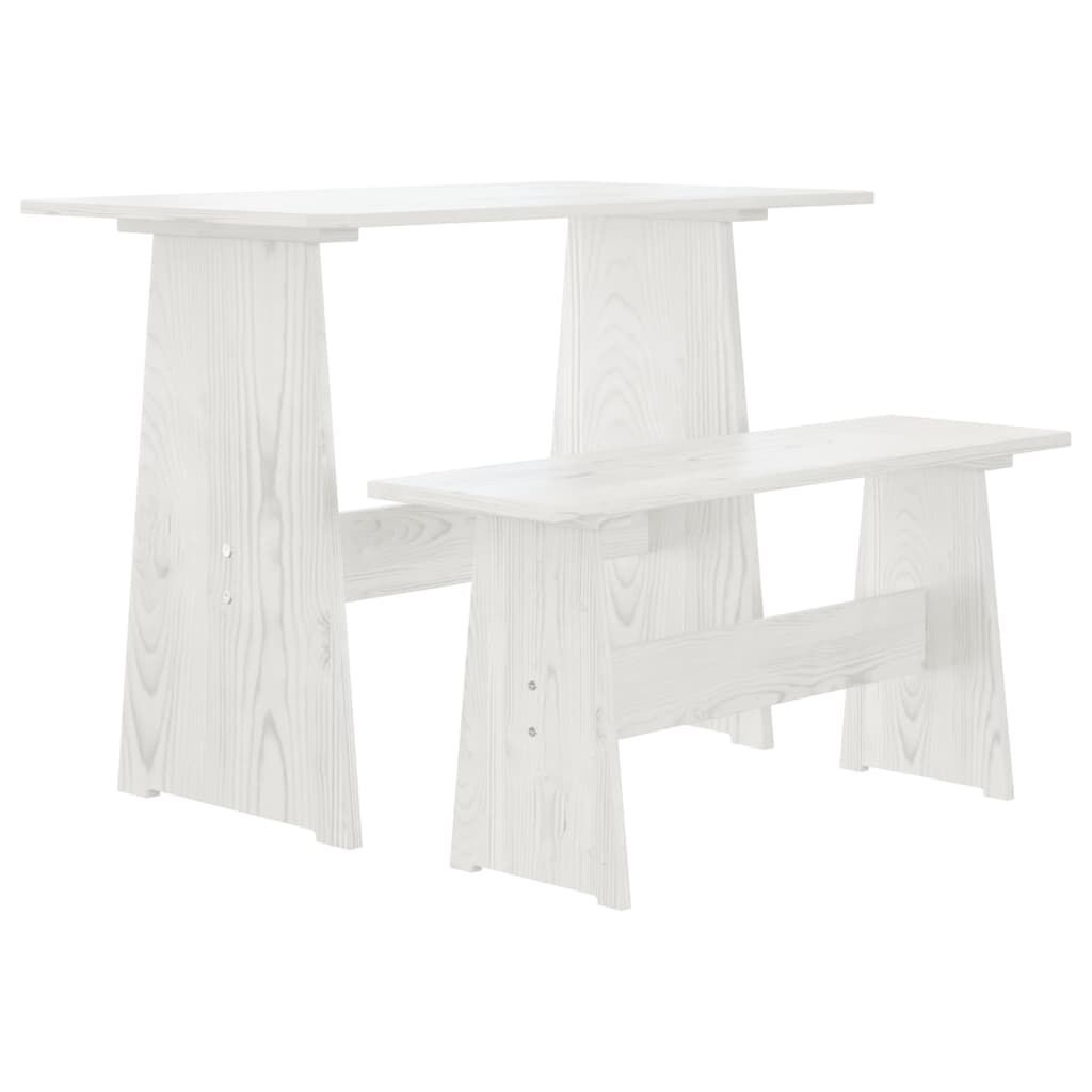 vidaXL Eettafel + Bank Wit Grenen - Krasjes - 55% Korting!