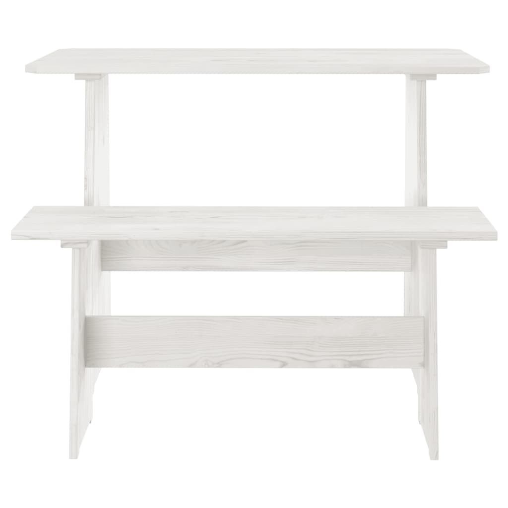 vidaXL Eettafel + Bank Wit Grenen - Krasjes - 55% Korting!