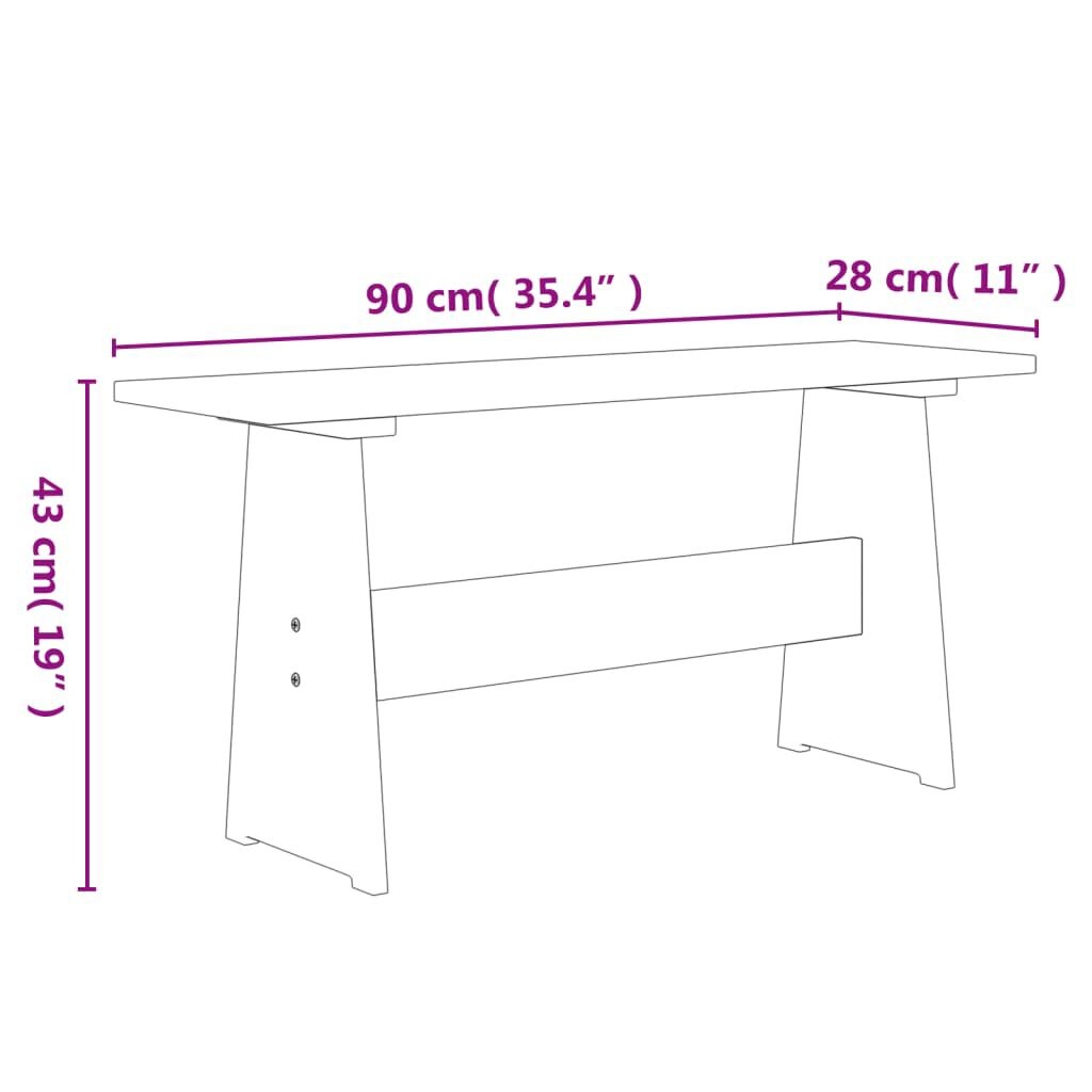 vidaXL Eettafel + Bank Wit Grenen - Krasjes - 55% Korting!