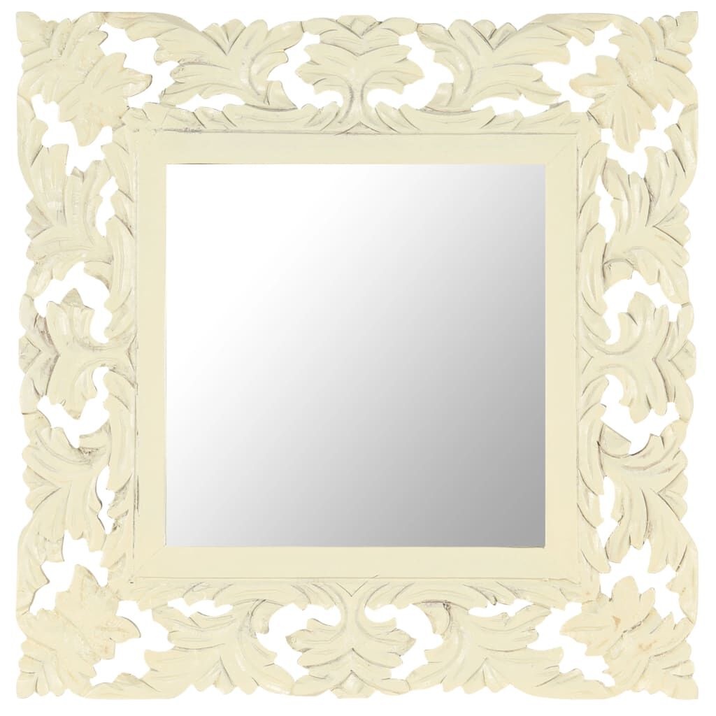 Spiegel Handgesneden Mangohout Wit 50x50cm -35% Korting!