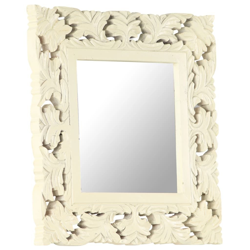 Spiegel Handgesneden Mangohout Wit 50x50cm -35% Korting!