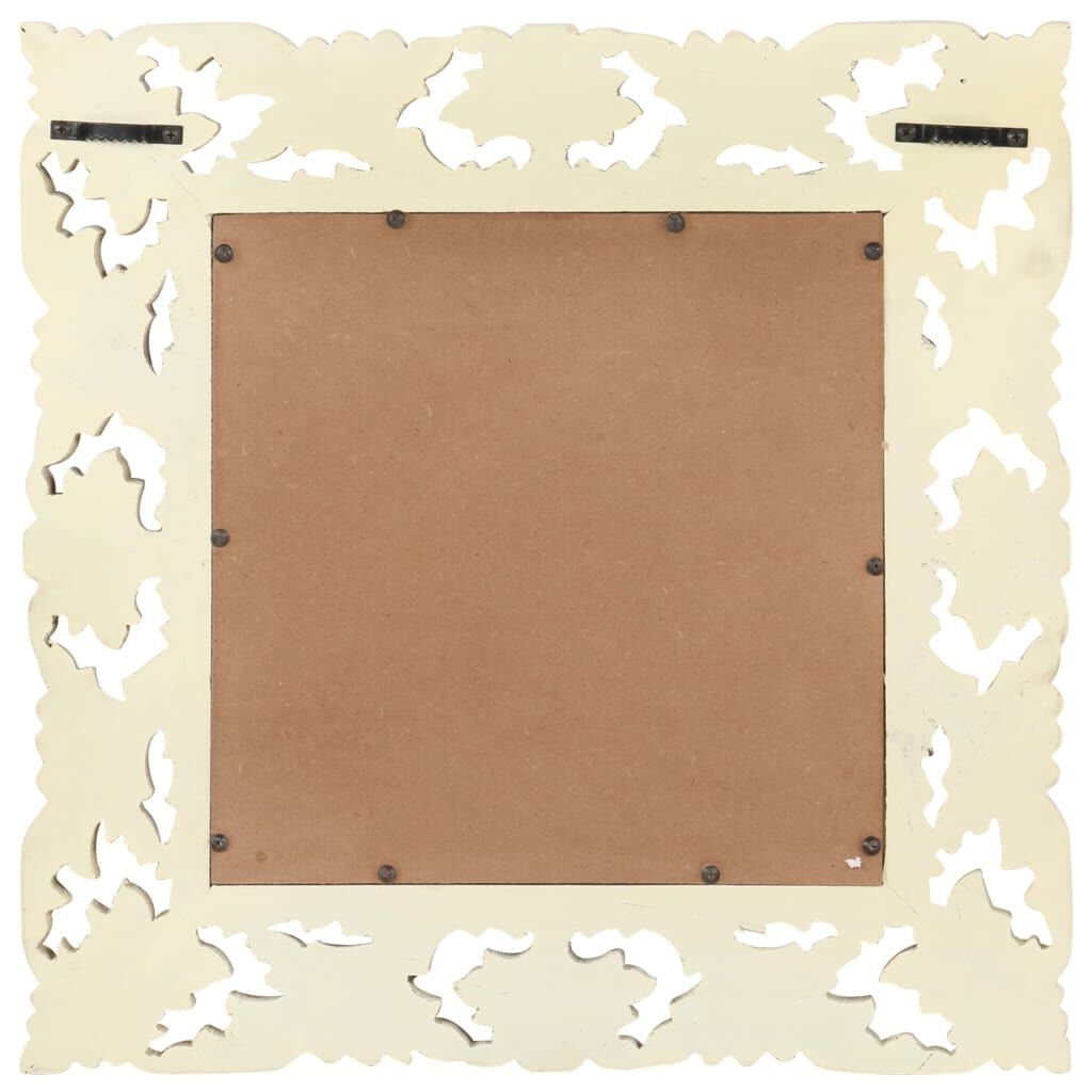 Spiegel Handgesneden Mangohout Wit 50x50cm -35% Korting!