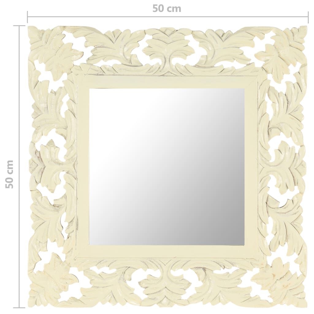 Spiegel Handgesneden Mangohout Wit 50x50cm -35% Korting!