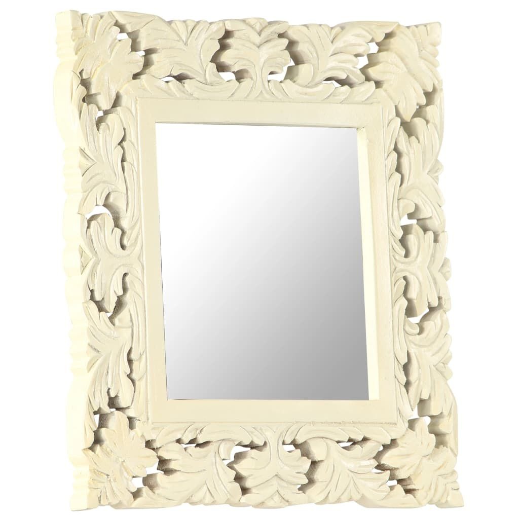 Spiegel Handgesneden Mangohout Wit 50x50cm -35% Korting!