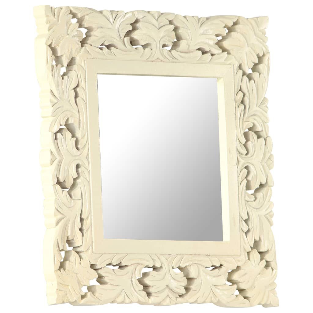 Spiegel Handgesneden Mangohout Wit 50x50cm -35% Korting!