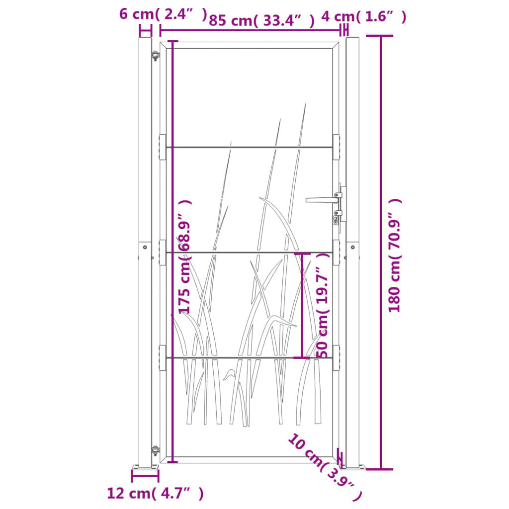 vidaXL Poort 105x180cm Antraciet - Krasjes - 35% Korting!