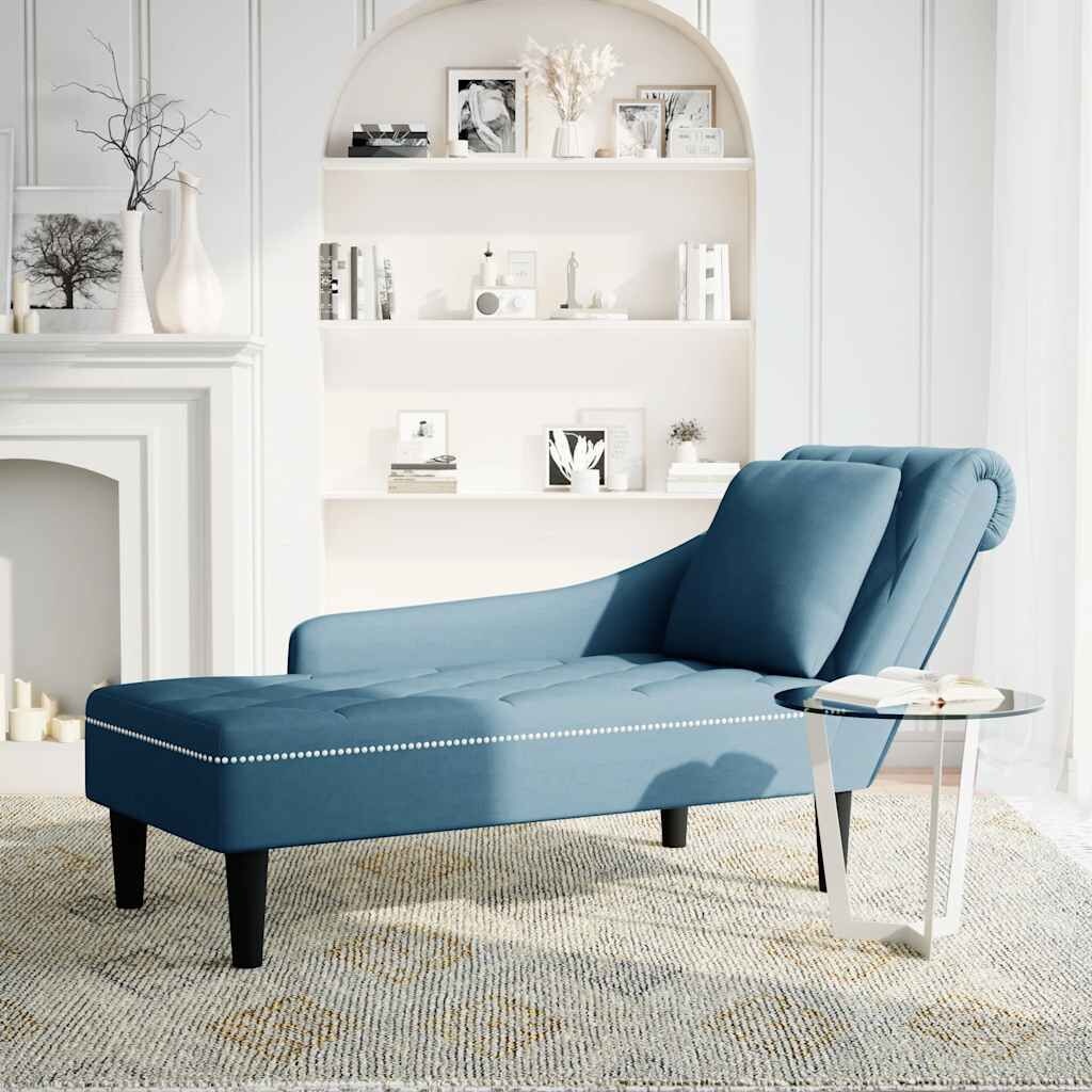 Blauwe Fluwelen Chaise Longue m. Kussen - 35% Korting!