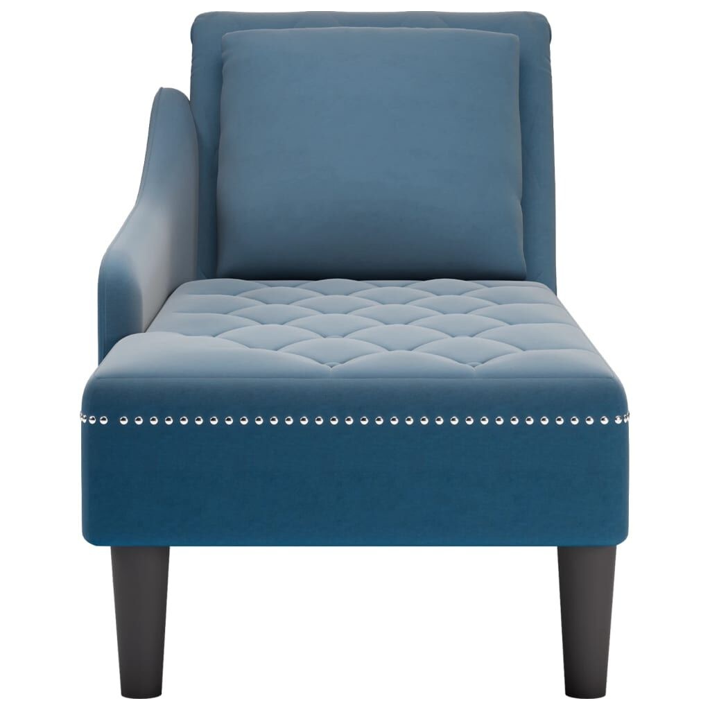 Blauwe Fluwelen Chaise Longue m. Kussen - 35% Korting!