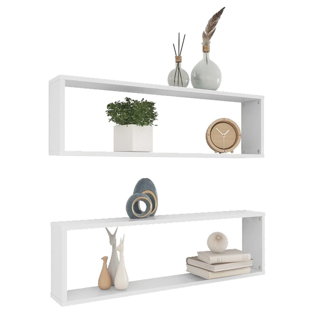 vidaXL Wandschappen Kubus Wit (2 st) - 100x15x30cm - 35% Korting!