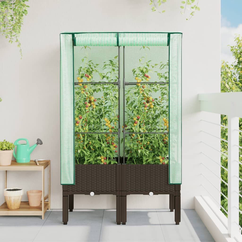 VidaXL Verhoogde Plantenbak met Kas Rattanlook 80x40x140 -35%