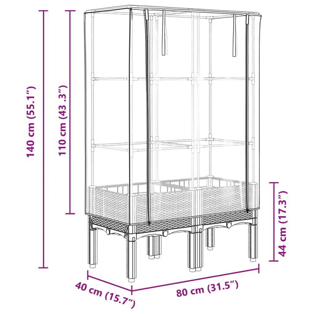 VidaXL Verhoogde Plantenbak met Kas Rattanlook 80x40x140 -35%