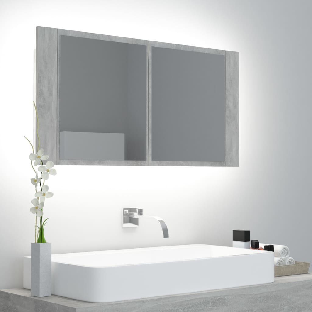vidaXL Badkamerkast met Spiegel & LED - Grijs - 35% Korting!