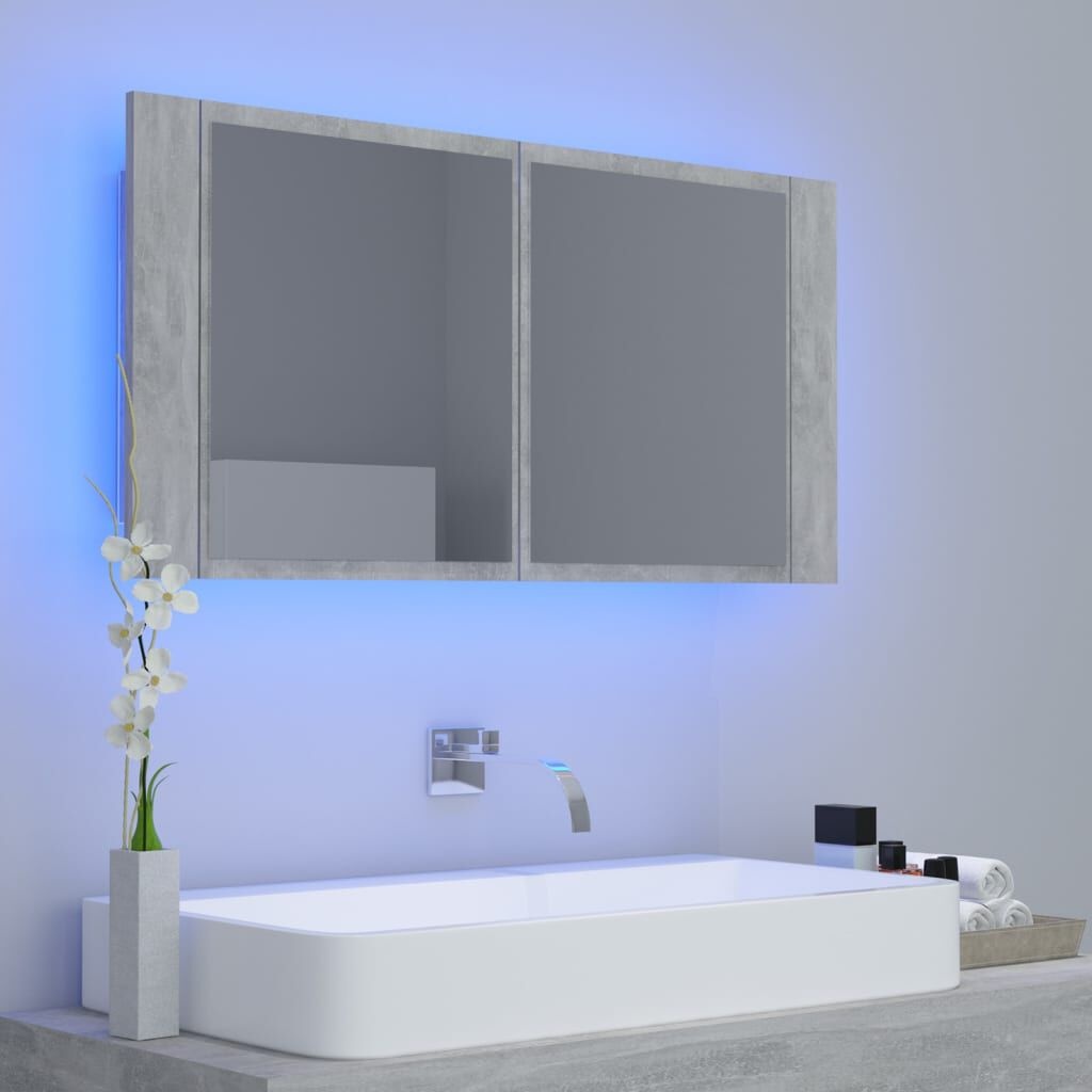 vidaXL Badkamerkast met Spiegel & LED - Grijs - 35% Korting!