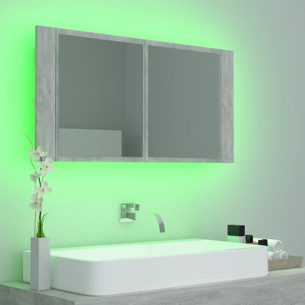 vidaXL Badkamerkast met Spiegel & LED - Grijs - 35% Korting!