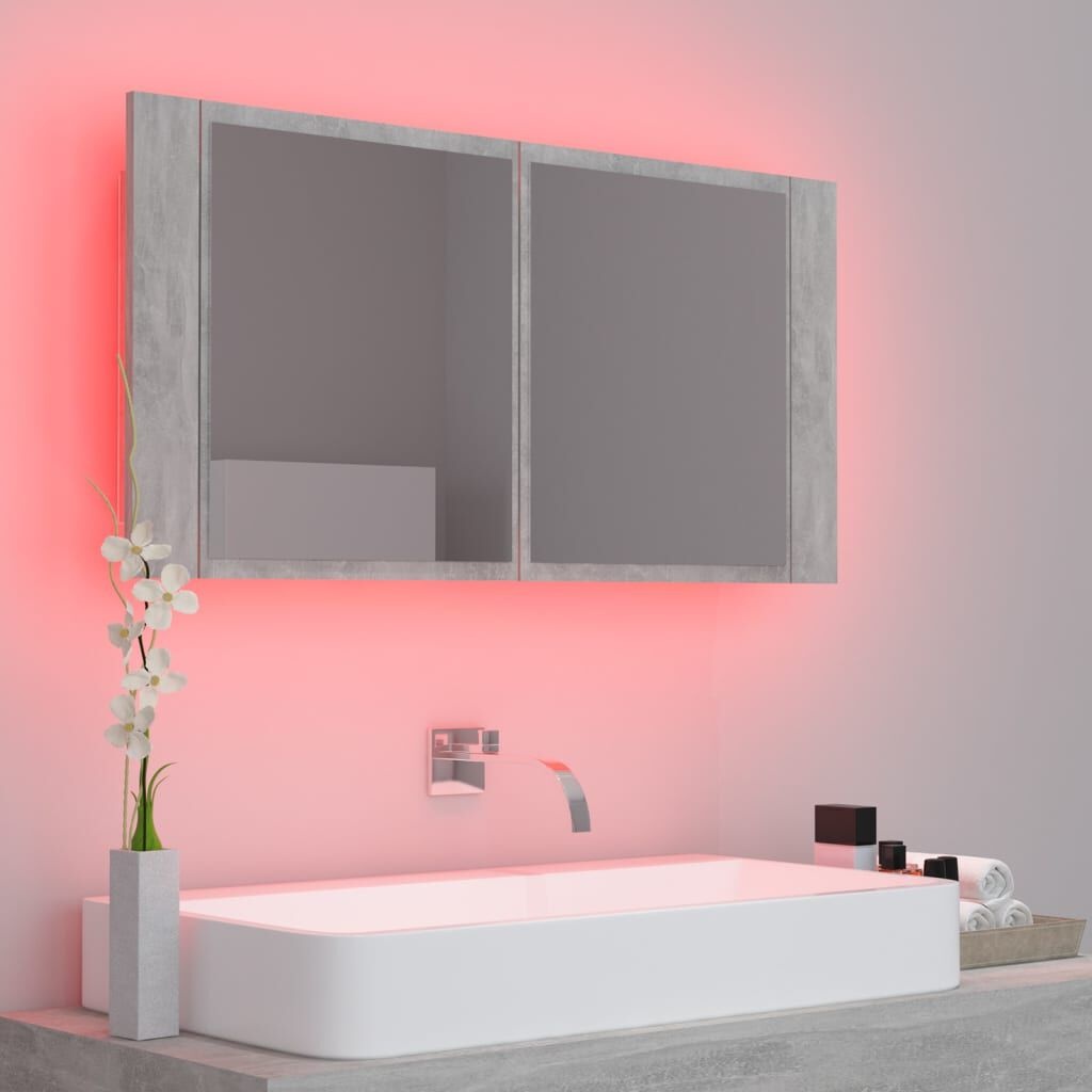 vidaXL Badkamerkast met Spiegel & LED - Grijs - 35% Korting!