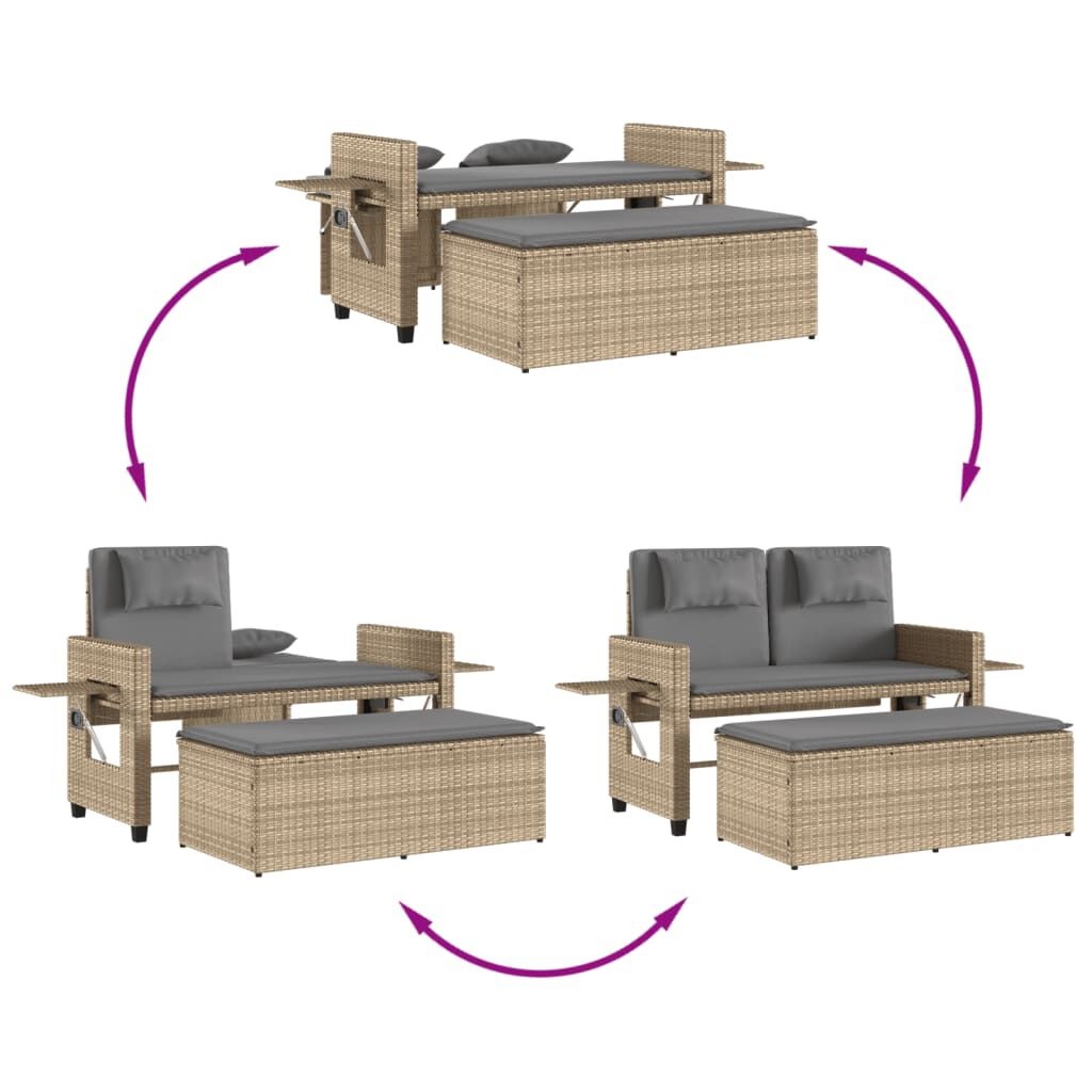 vidaXL Verstelbare Tuinbank met Kussens Beige - 35% Korting!