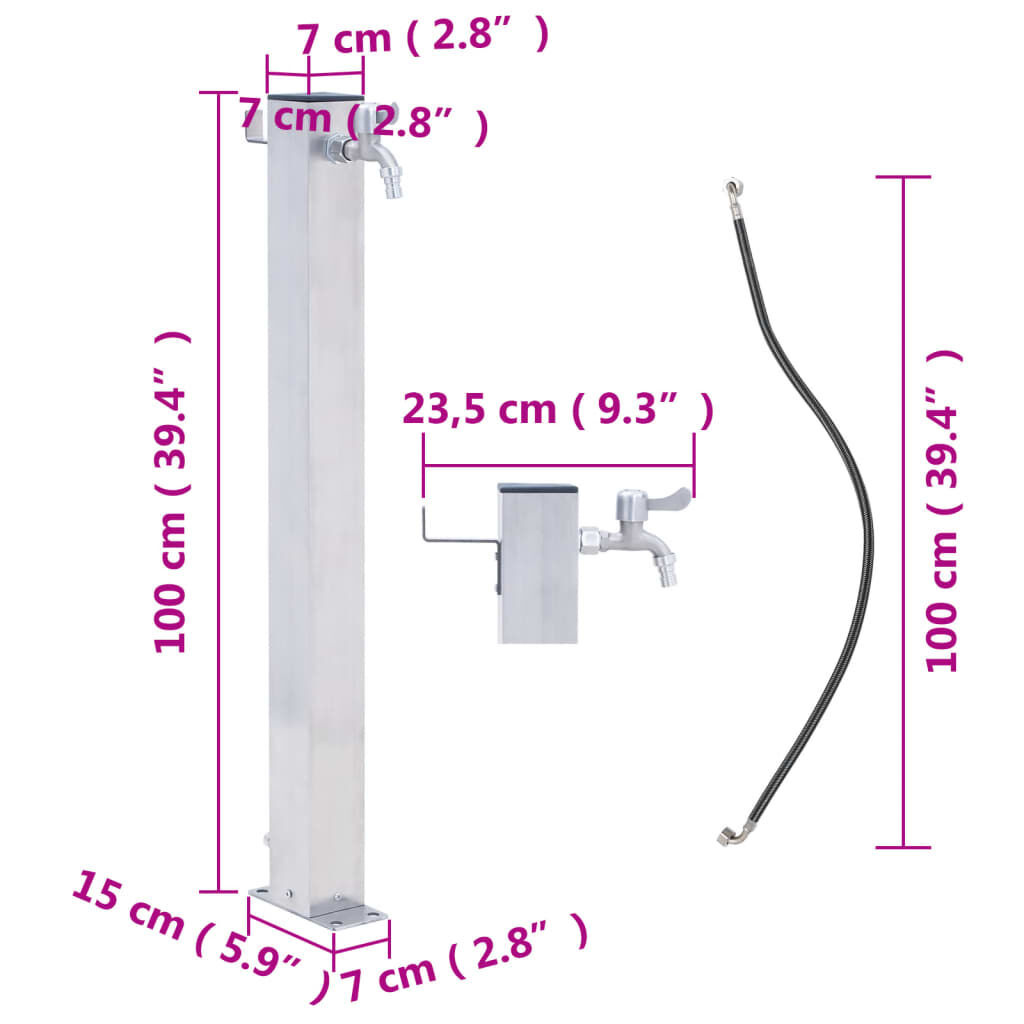 vidaXL Waterzuil Vierkant RVS 100cm - 35% Korting!