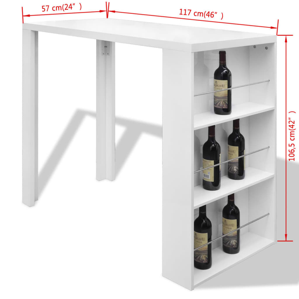 VidaXL Bartafel Wit Hoogglans m. Wijnrek -35% Korting!