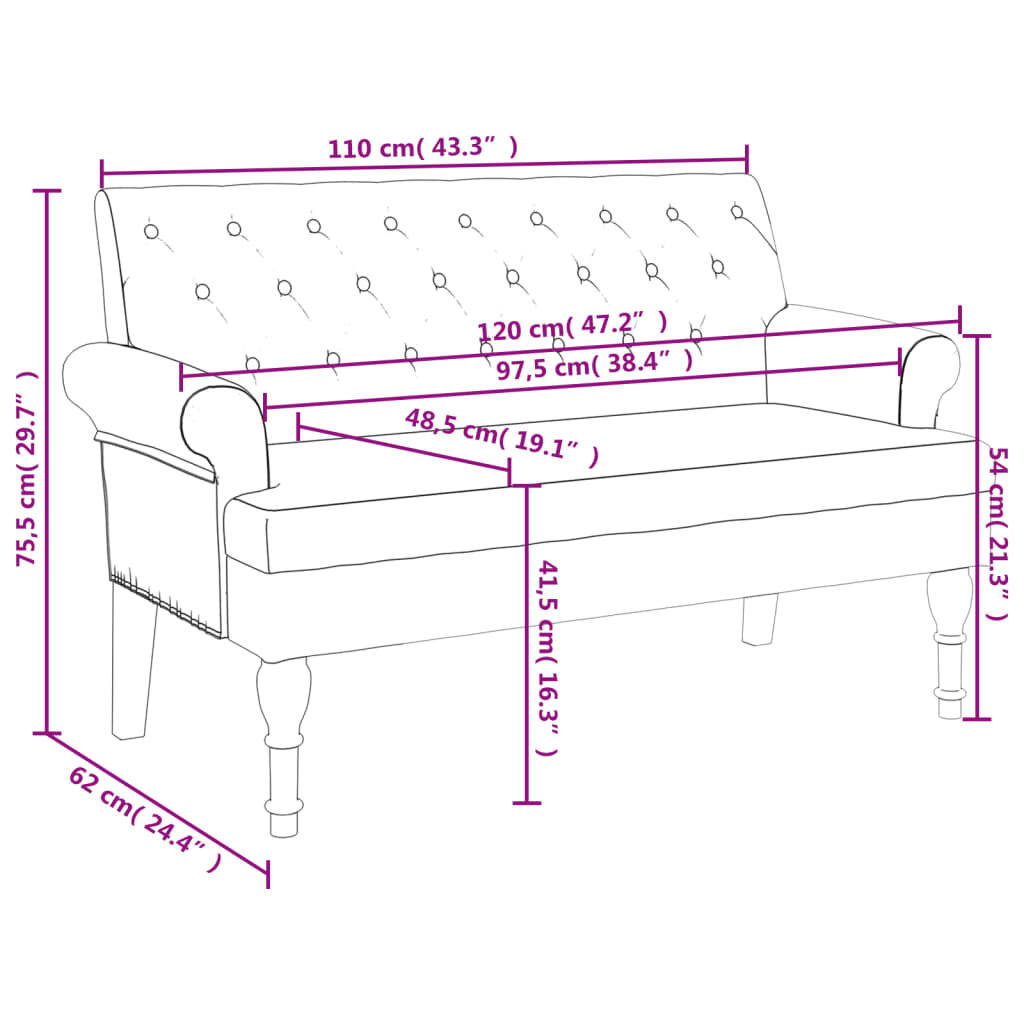 vidaXL Bankje Taupe met Rugleuning - 35% Korting!