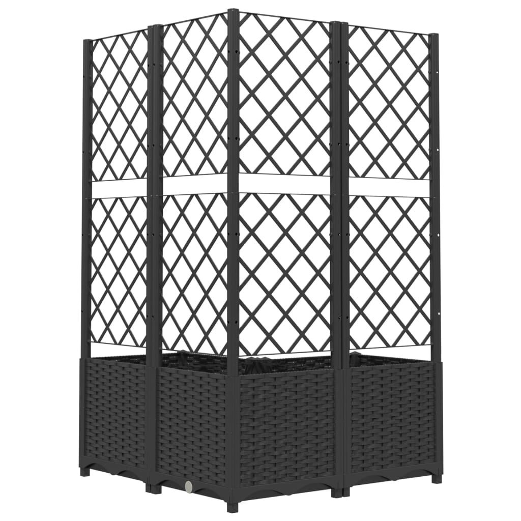 vidaXL Plantenbak met Latwerk 80x80 - Zwart - 35% Korting!