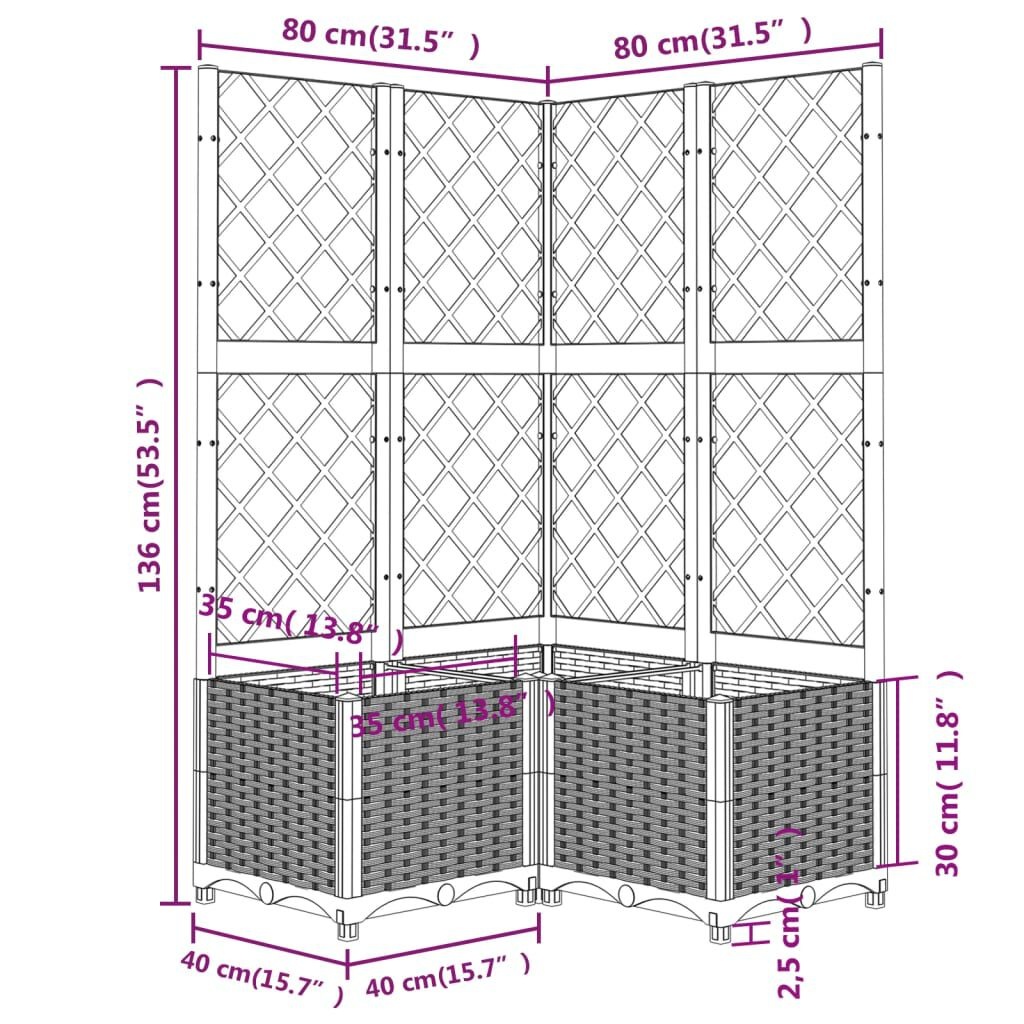 vidaXL Plantenbak met Latwerk 80x80 - Zwart - 35% Korting!