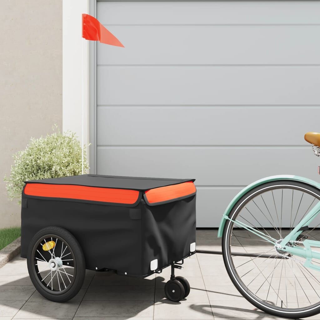 vidaXL Fietstrailer 45kg - Zwart/Oranje - 35% Korting!