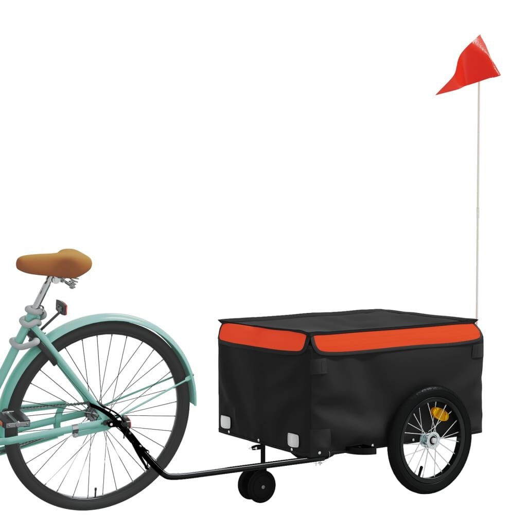 vidaXL Fietstrailer 45kg - Zwart/Oranje - 35% Korting!