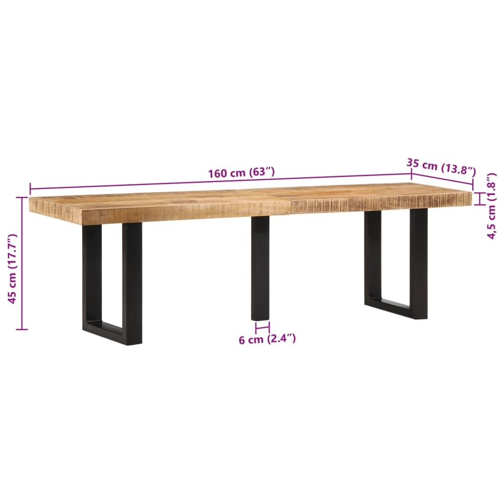 vidaXL Bankje Mango/Staal 160cm - 35% Korting! (Retour)