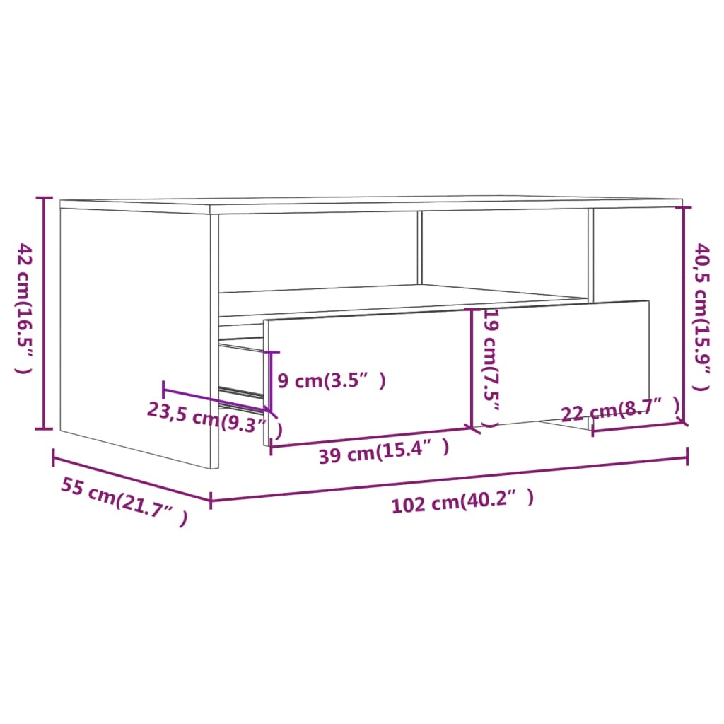 vidaXL Salontafel Zwart Hout 102cm - 35% Korting! (Gebruikssporen)