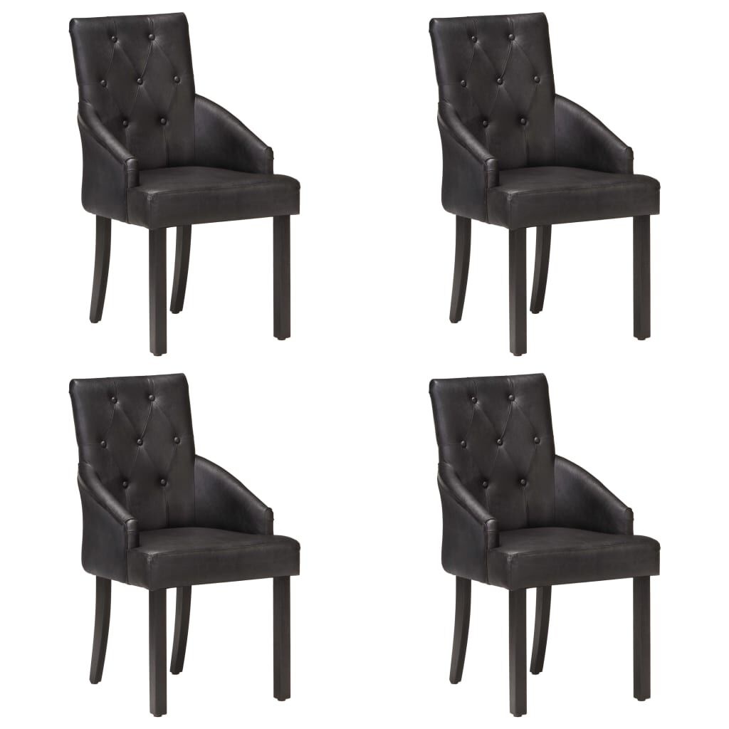 vidaXL Eetkamerstoelen (4 st) Leer Zwart - 35% Korting!