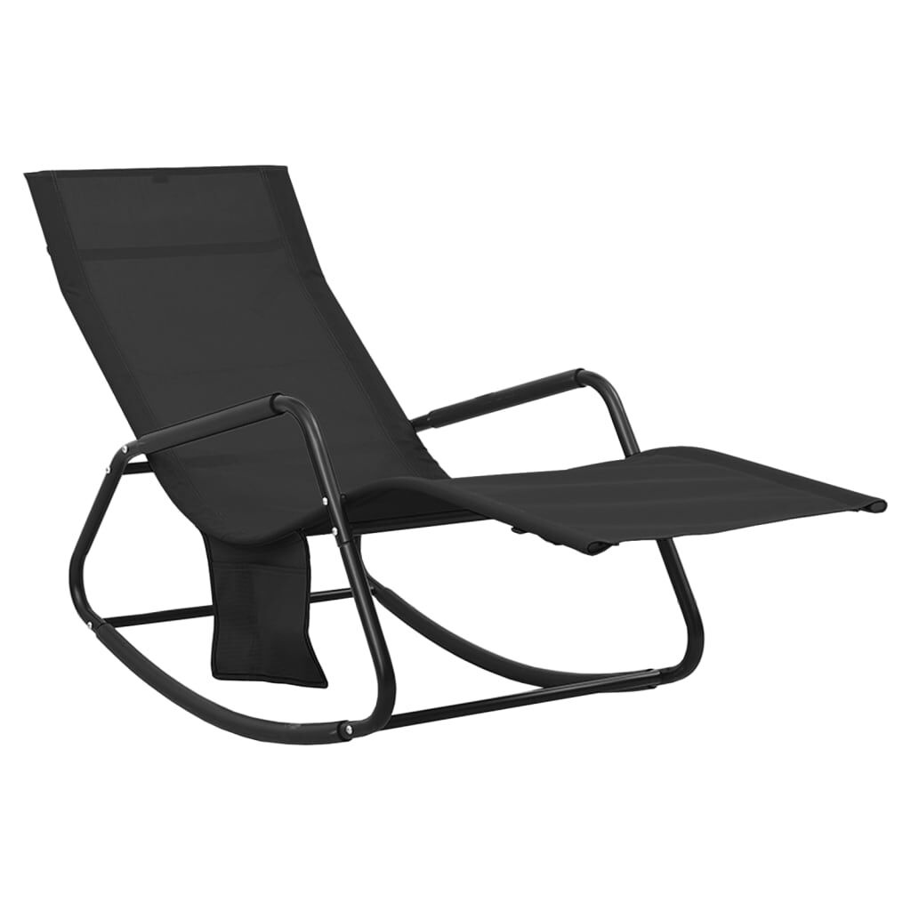 vidaXL Ligbed Zwart - Staal & Textileen - 35% Korting!