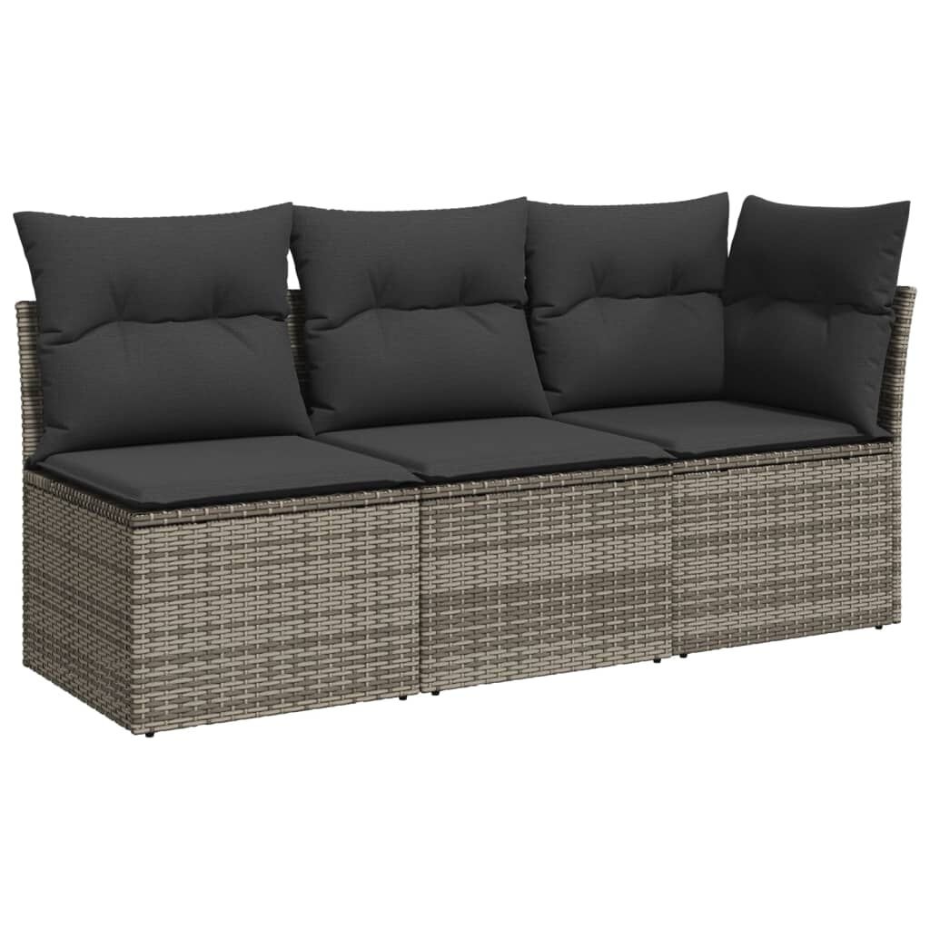 Tuinbank Rattan Grijs 3-Zits met Kussens - 55% Korting!