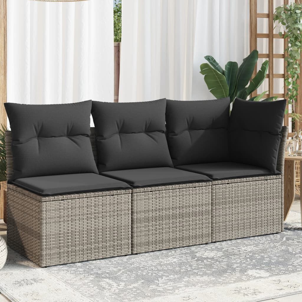 Tuinbank Rattan Grijs 3-Zits met Kussens - 55% Korting!