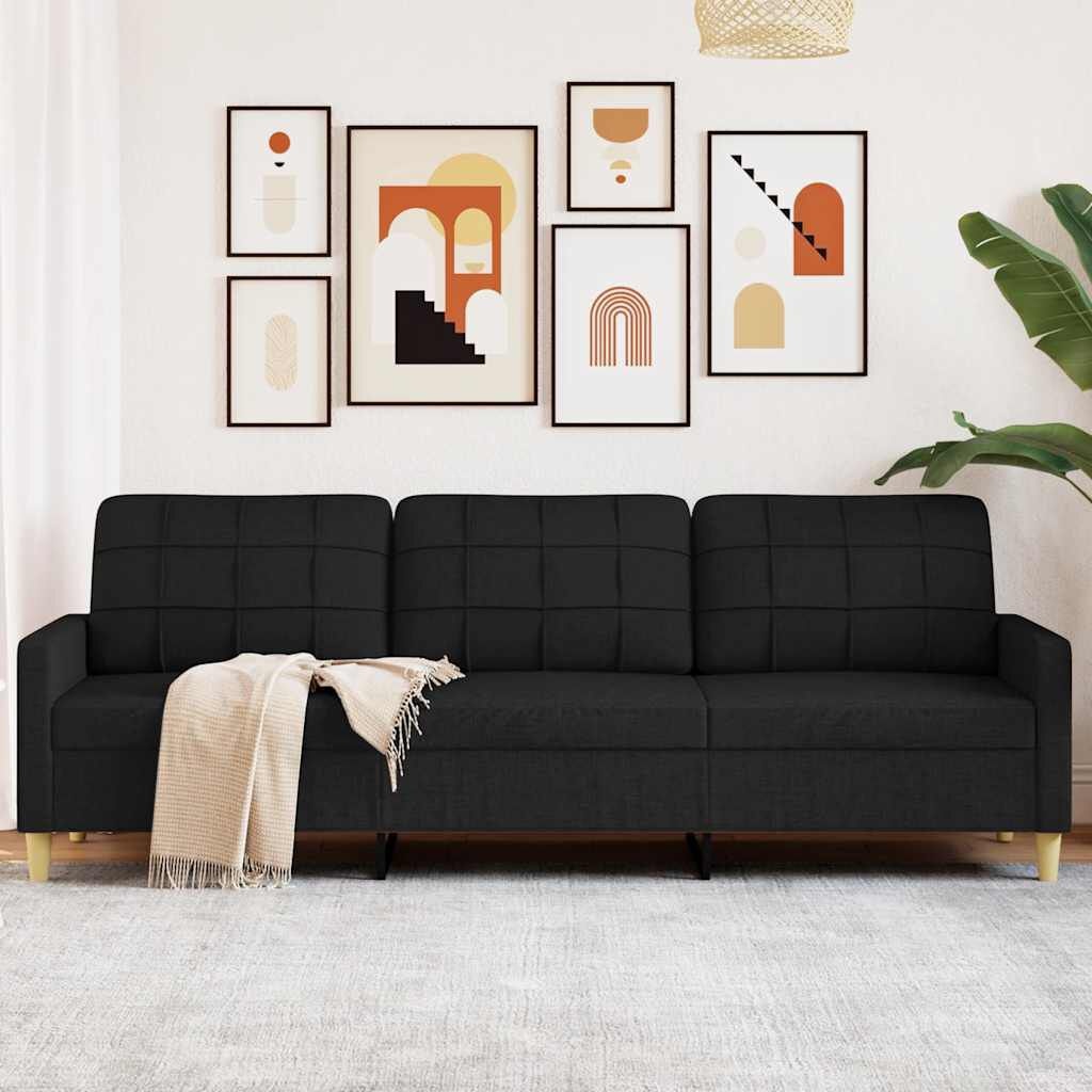 vidaXL 3-zitsbank Zwart 210cm - 35% Korting!