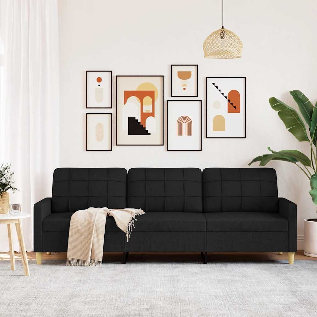 vidaXL 3-zitsbank Zwart 210cm - 35% Korting!