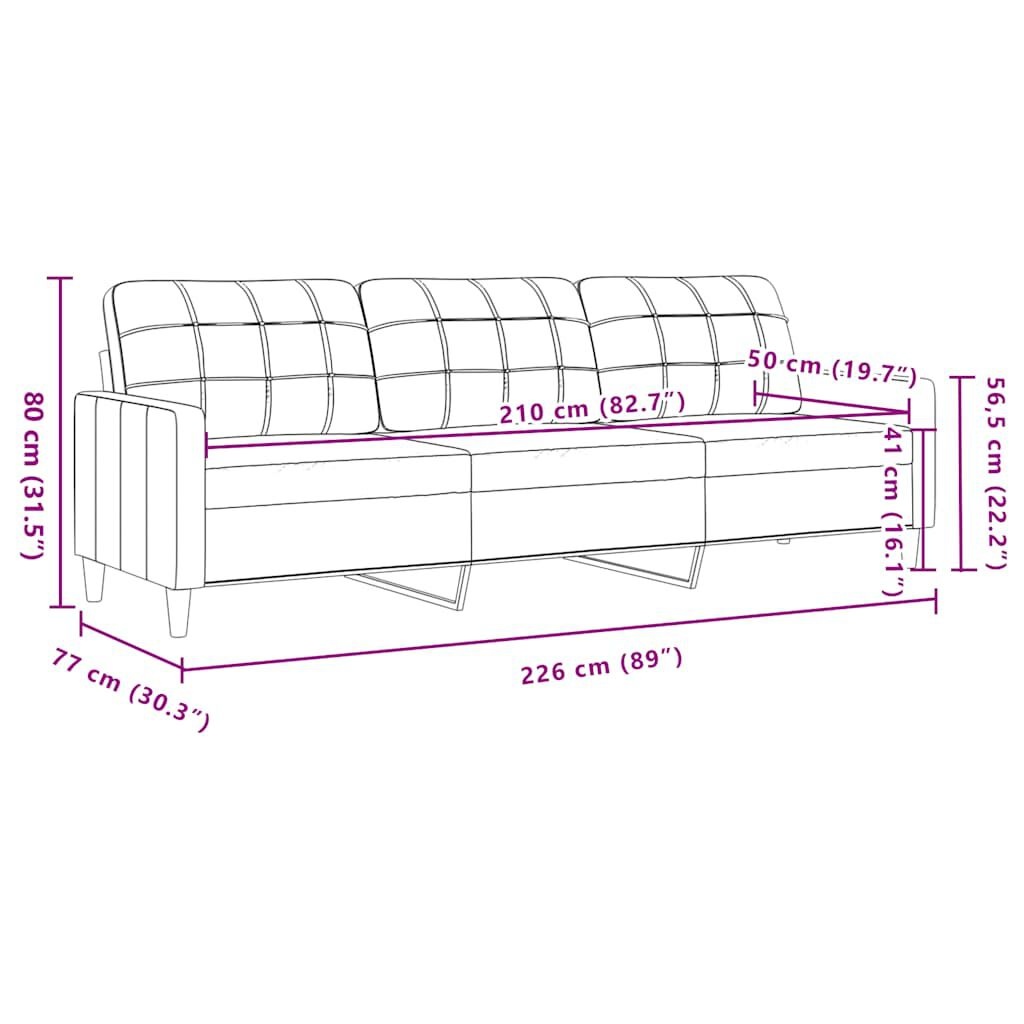 vidaXL 3-zitsbank Zwart 210cm - 35% Korting!