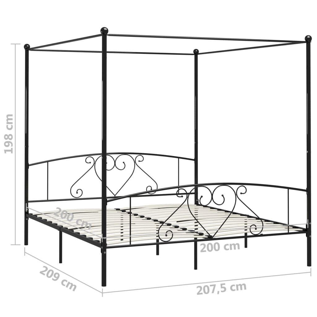 Hemelbedframe Metaal Zwart 200x200 cm - 35% Korting!
