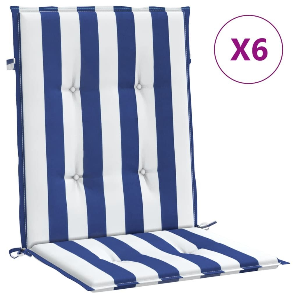 Stoelkussens Lage Rug (6 st) Wit/Blauw -35% Korting!