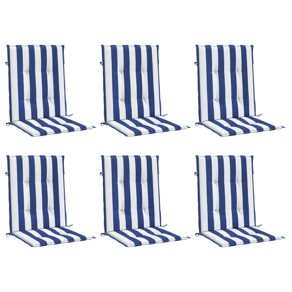 Stoelkussens Lage Rug (6 st) Wit/Blauw -35% Korting!