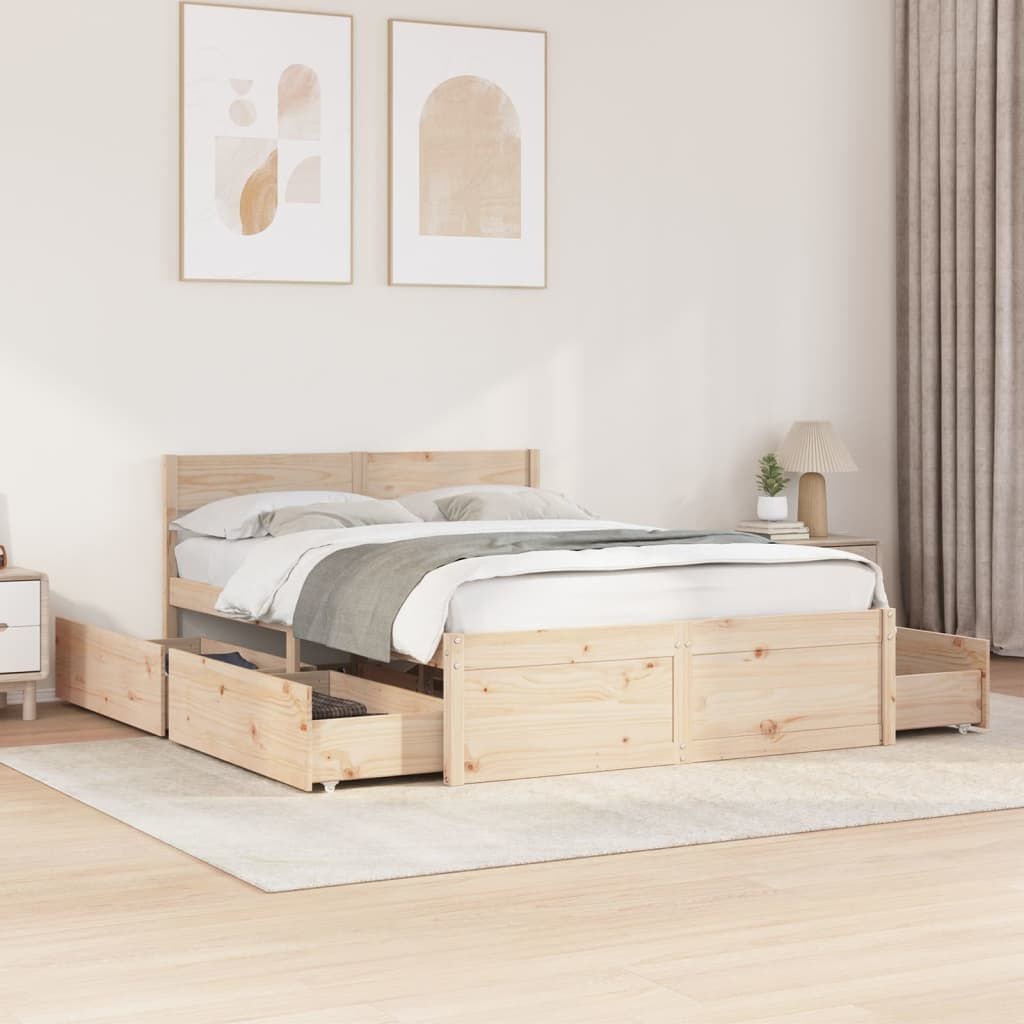 Grenen Bedframe 120x200 + Lades - 35% Korting!