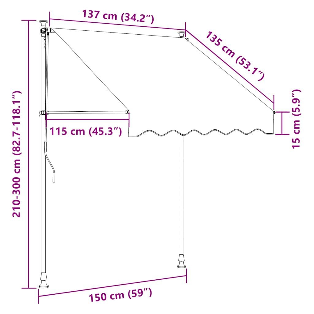 VidaXL Luifel 150cm Antraciet - Handmatig - 35% Korting!