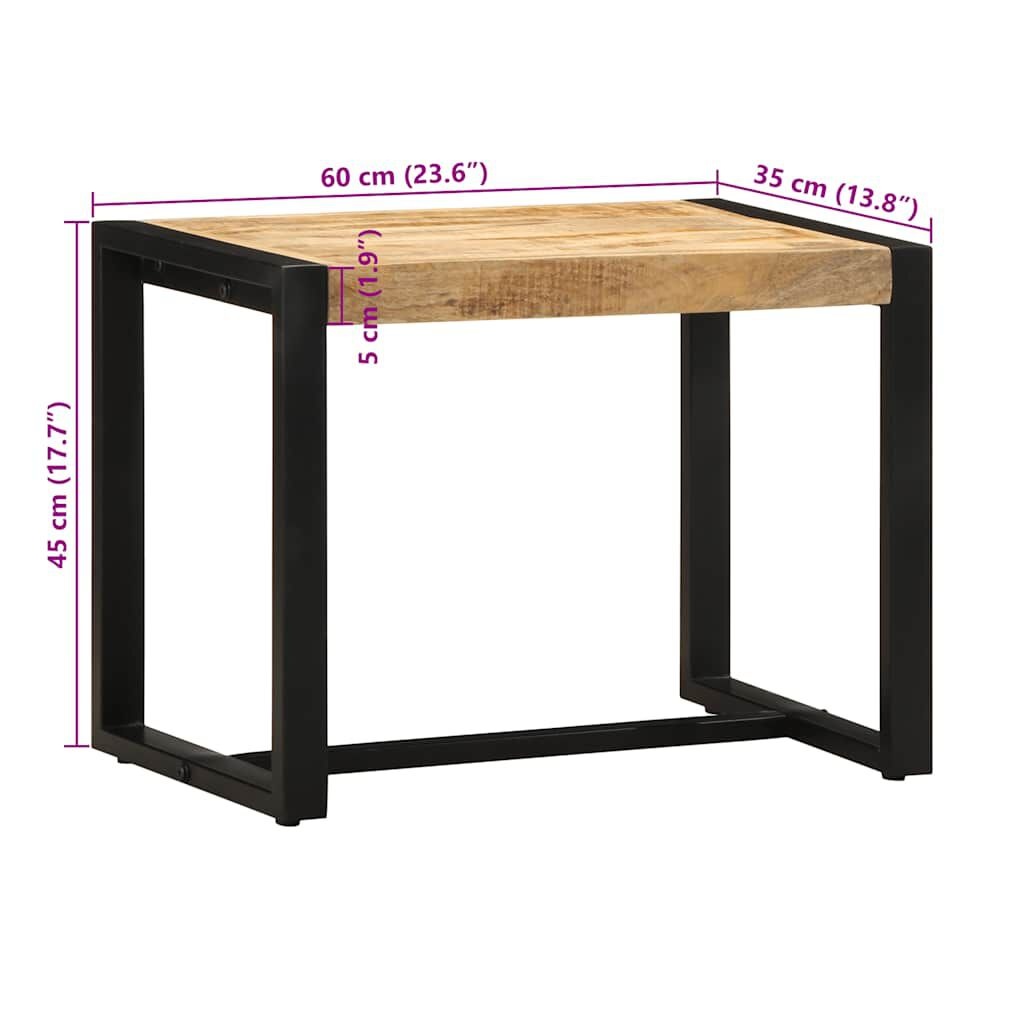 vidaXL Bank Mango Hout 60cm - 35% Korting! Ruw & Stoer