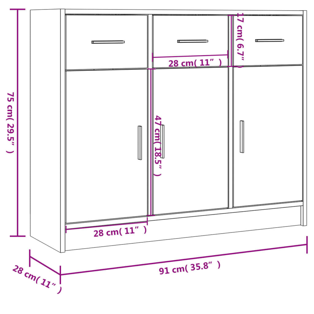 vidaXL Dressoir Gerookt Eiken 91cm - 42% Korting!