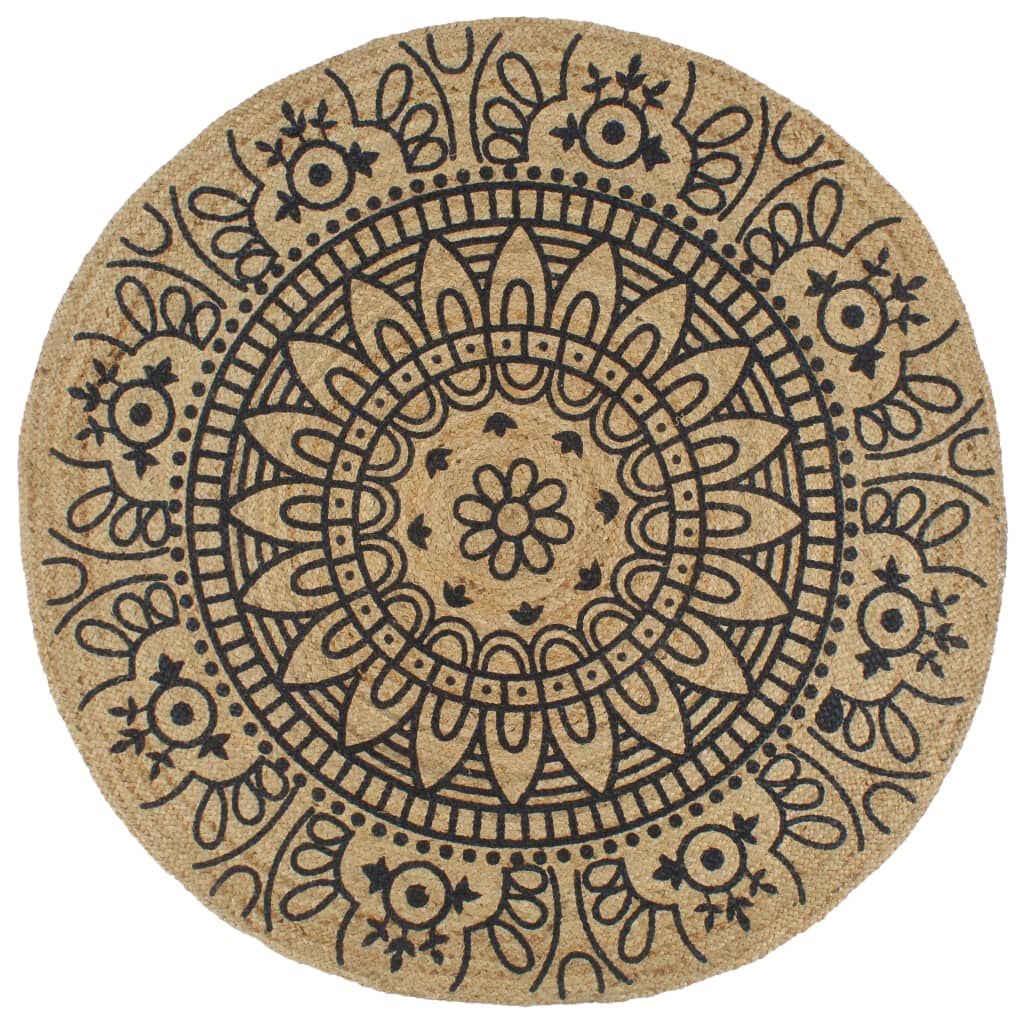 VidaXL Jute Vloerkleed Ø120cm - Handgemaakt, Donkerblauw - 35% Korting!